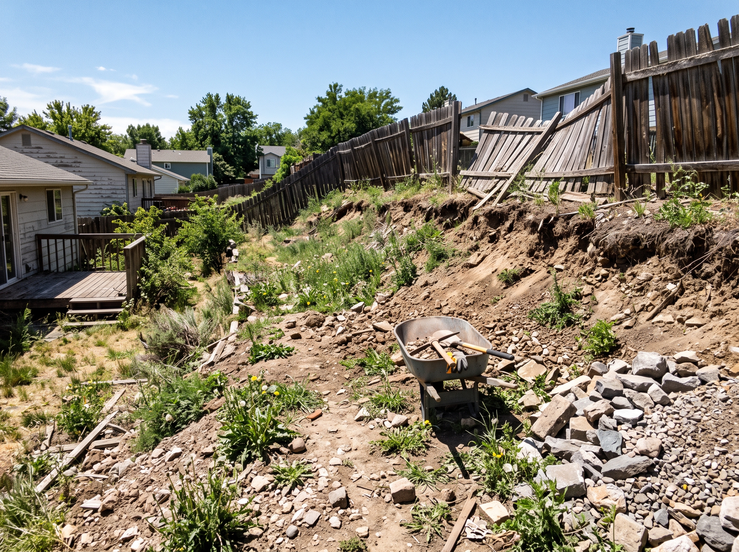 Stone Retaining Wall & Masonry Rebuild - Before