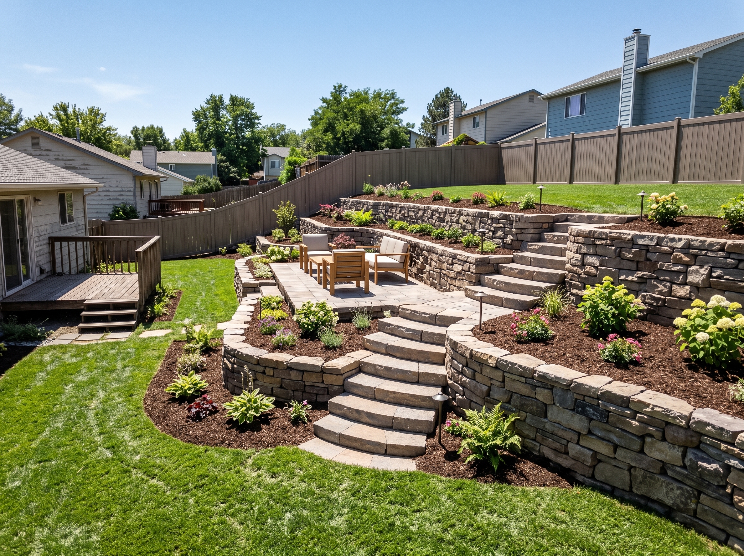 Stone Retaining Wall & Masonry Rebuild - After