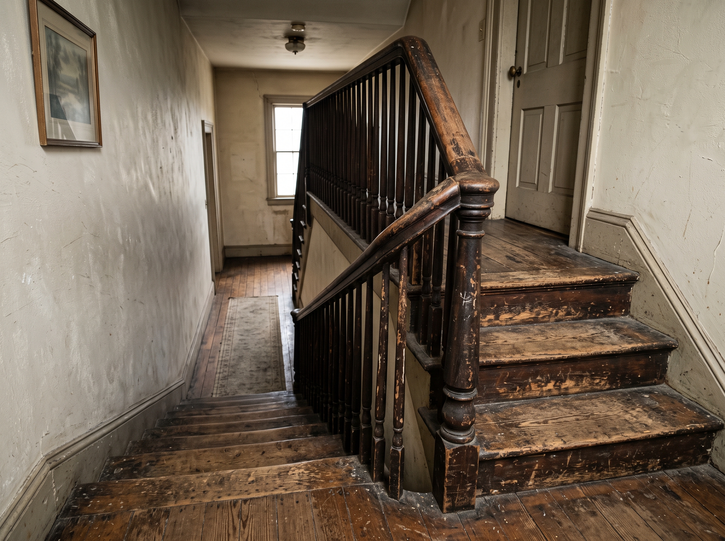 Custom Hardwood Staircase Restoration - Before